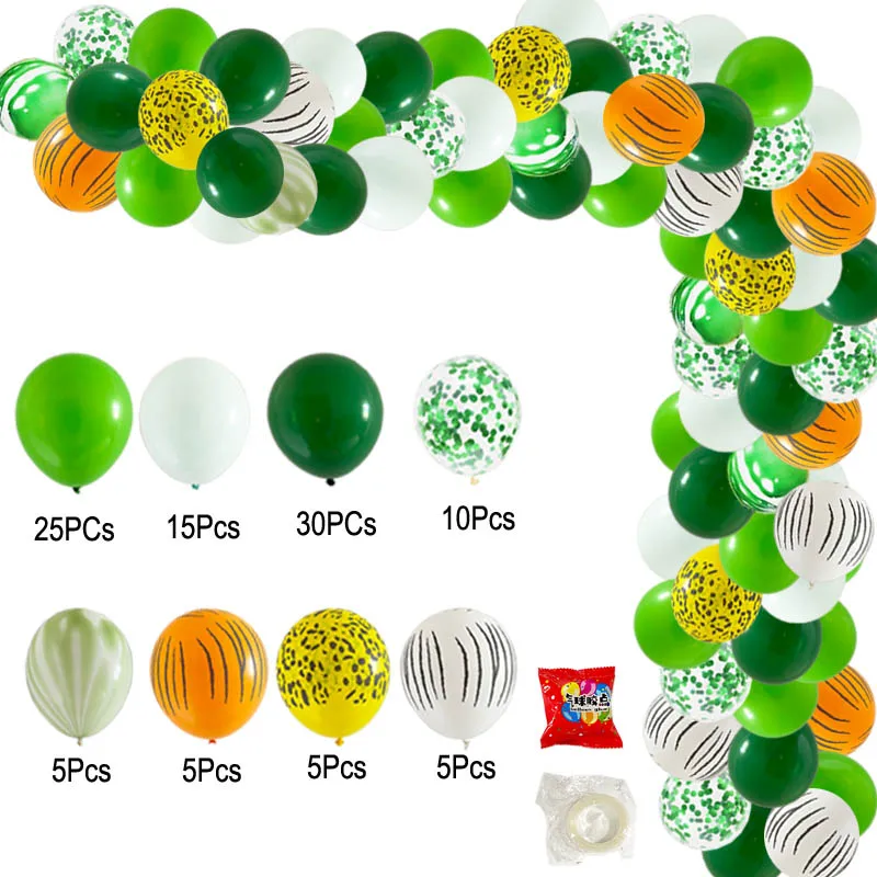 

Baby Boy 1st Birthday Party Decoration Jungle Safari Theme Green Balloon Garland Arch With Animal Backdrop Baby Shower Decor
