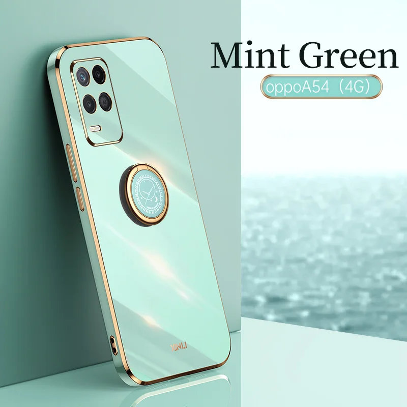 for oppo a54 a55 a73 a93 a74 case luxury plating silicone cover with ring holder stand for oppo a52 a72 a92 a94 a15 a15s a8 a31 free global shipping