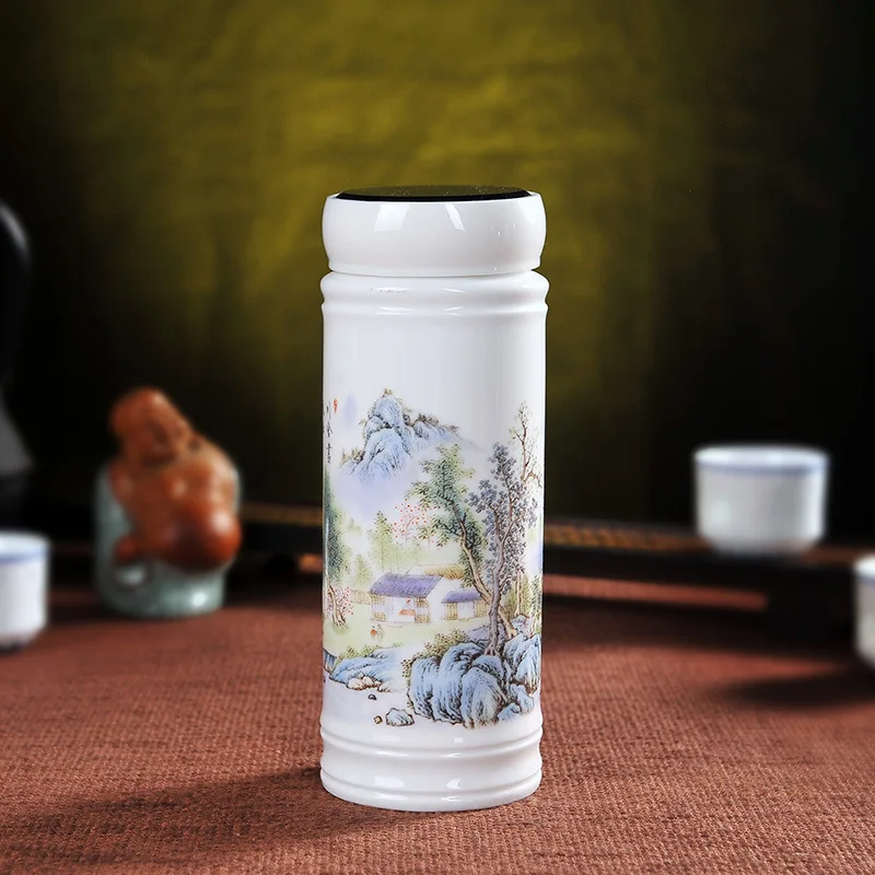 Керамическая изоляционная чашка Цзиндэчжэнь двухслойная полностью