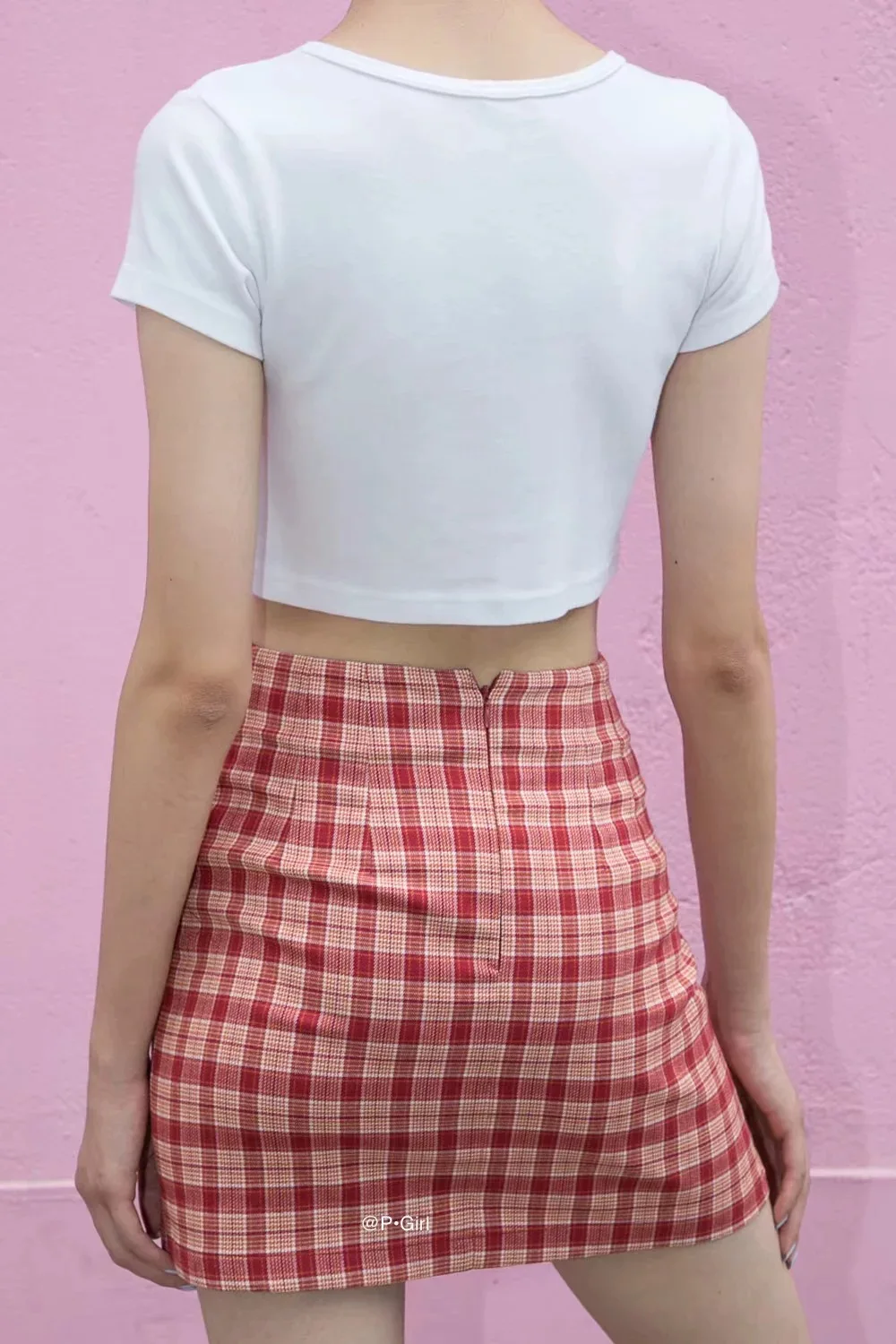 Юбка-карандаш Женская розовая в клетку с разрезом 2020 | одежда