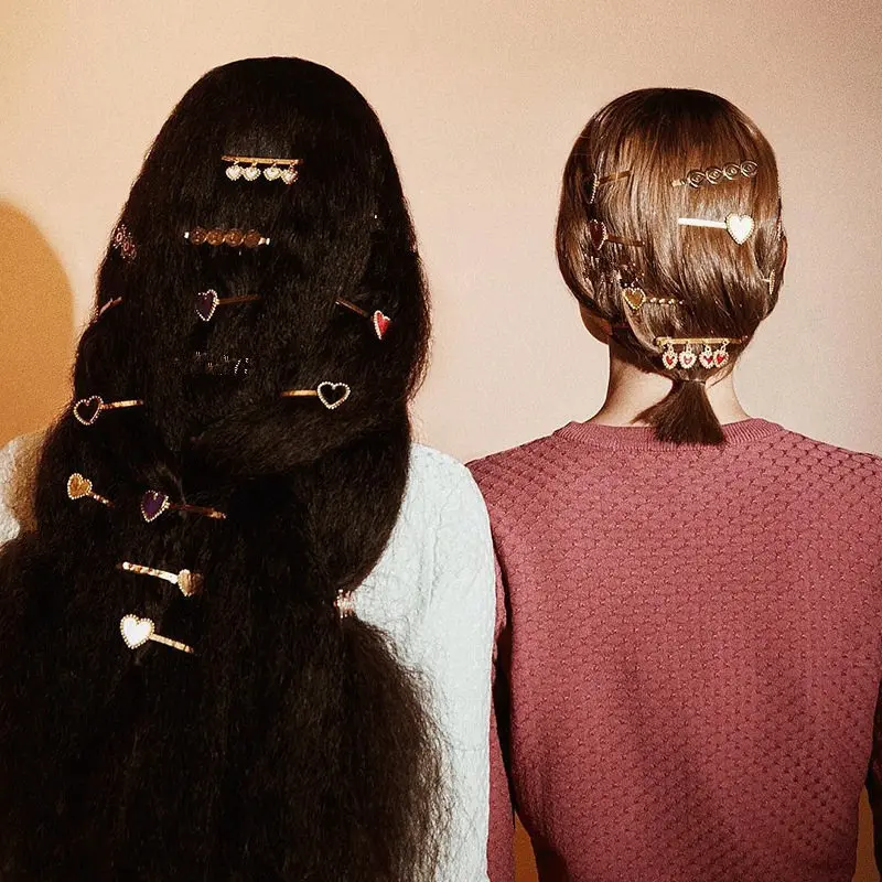 AOMU Корея Модный металлический Сердце Глаза Подвески шпильки для женщин