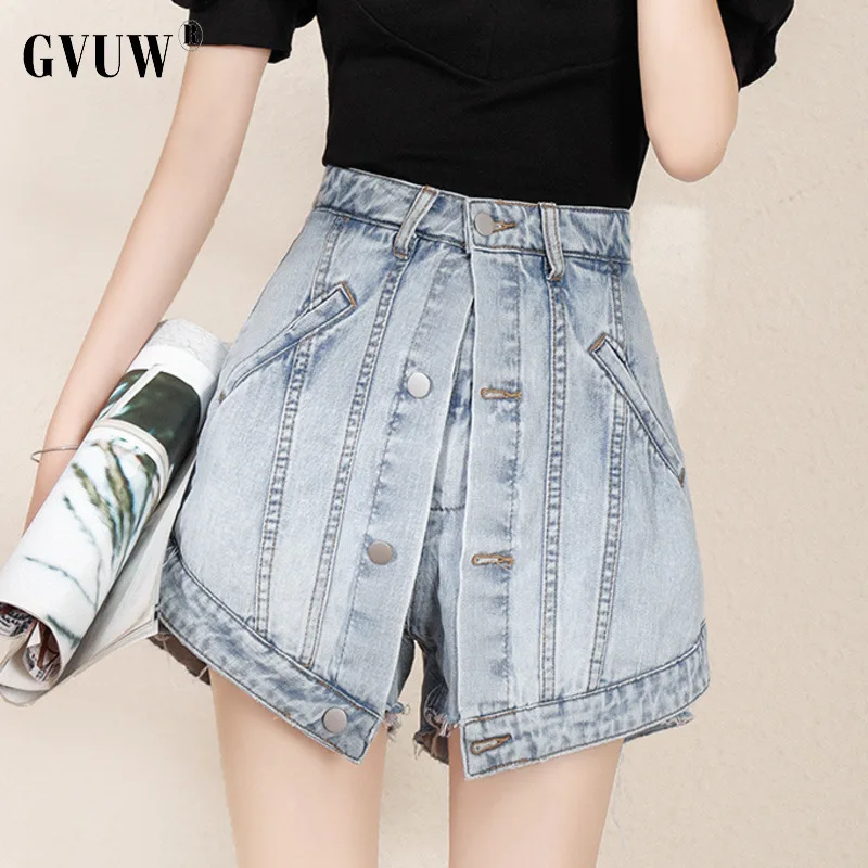 

Женские широкие юбки-шорты GVUW, повседневные свободные юбки с высокой талией и имитацией двух частей, весна-лето 2021, 20D2072