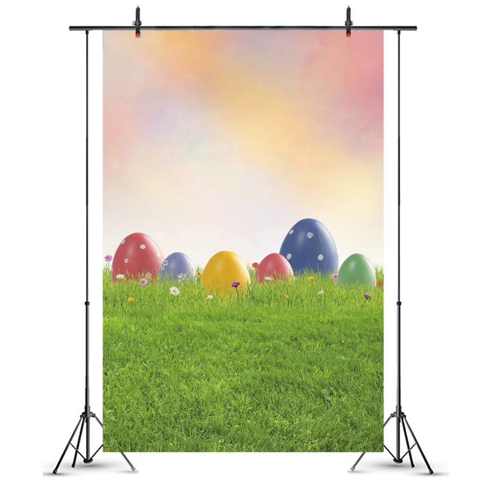 

Spring Flower Grassland Easter Eggs Newborn Baby Birthday Vinyl Photography Background For Photo Studio Photocall Photophone