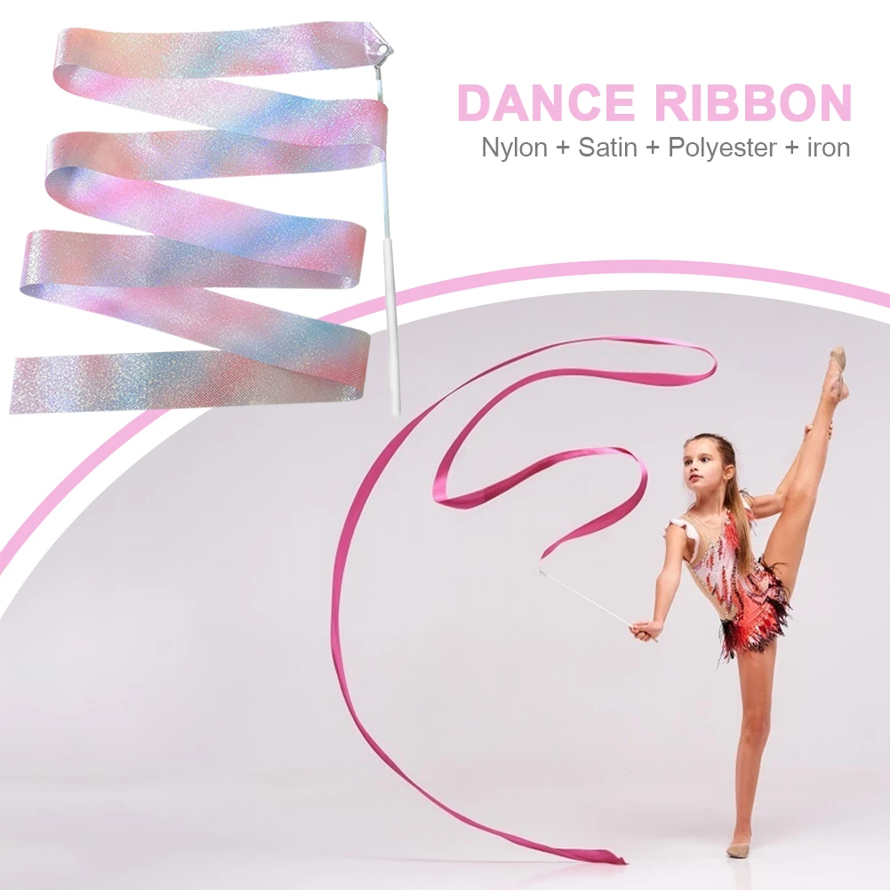 

2M Flashing Glitter Star Gym Ribbons Dance Rhythmic Art Gymnastics Ballet Twirling Rod Stick Kid Sport Training Accessory Toys