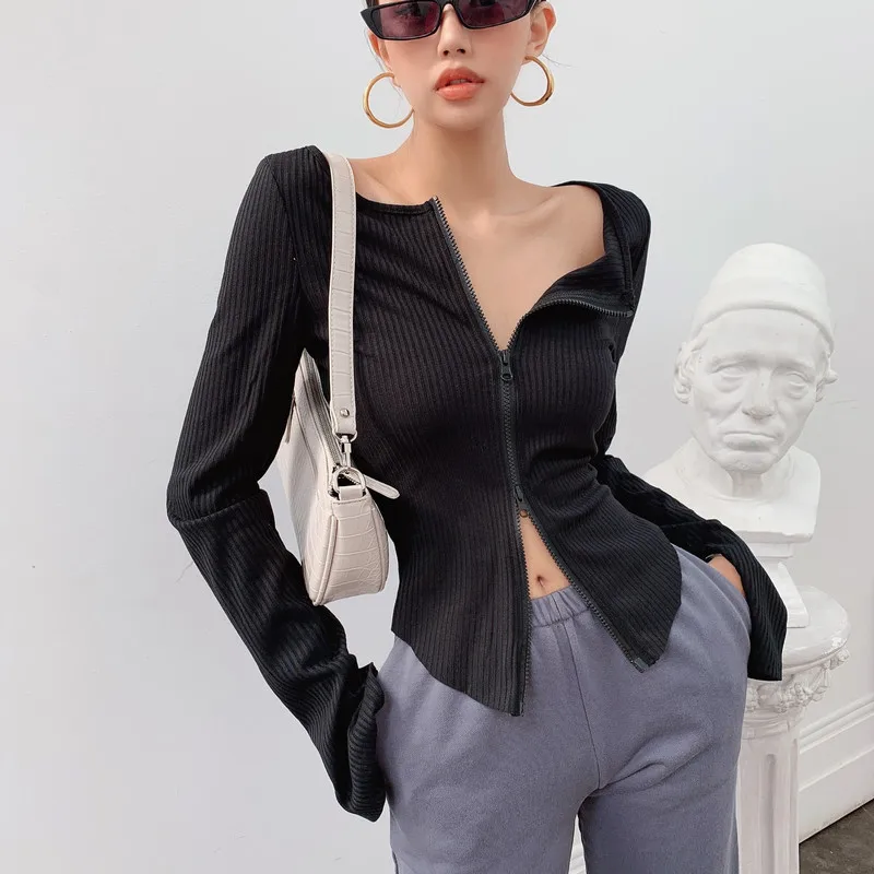 2020 Autumn Women Knitted Thin Sweater Loose Cardigan Sexy Crop Tops Long Sleeve Casual Slim Coats Outwear Jumper Top |