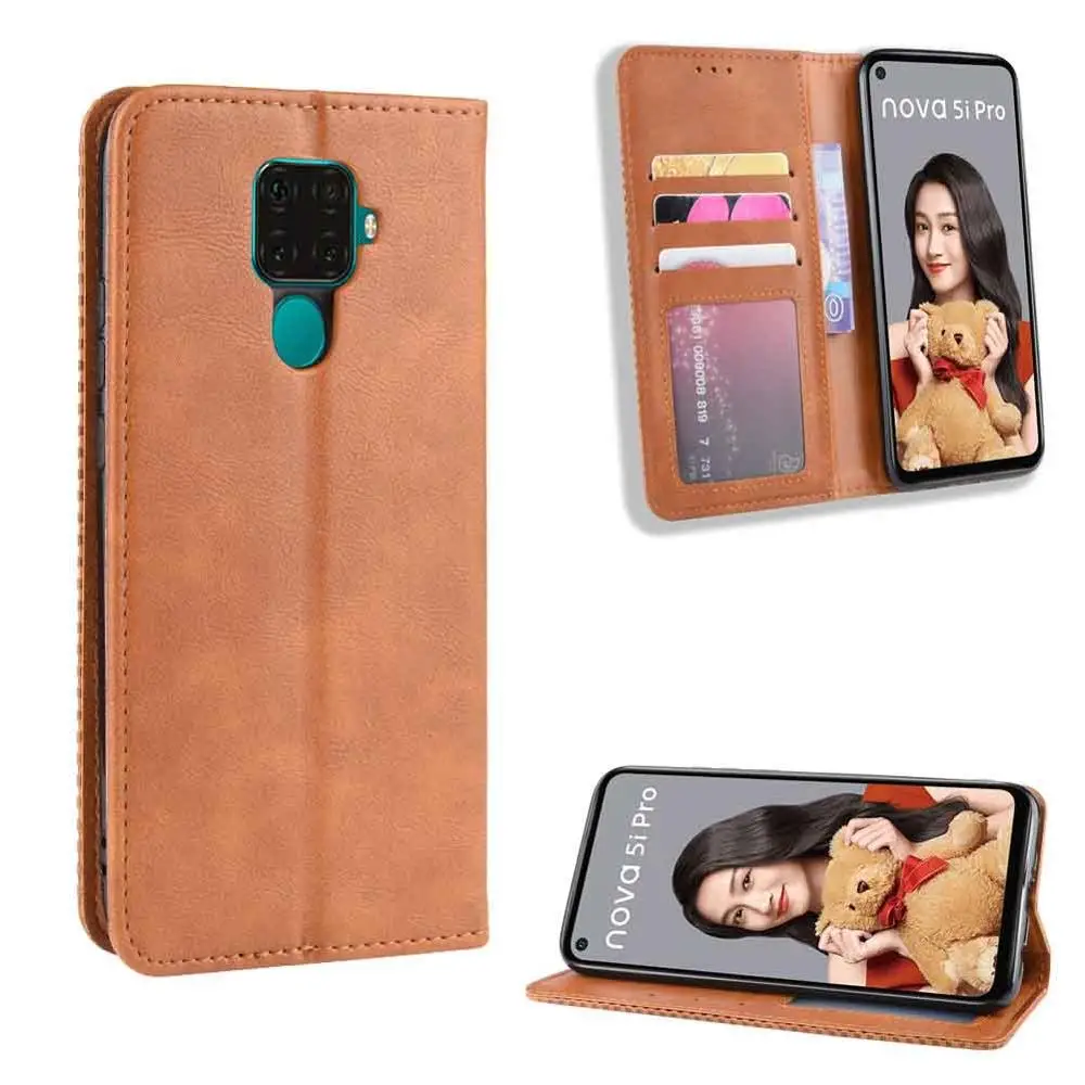 Кожаный чехол для телефона Huawei Nova 5i pro 5T / Mate 30 lite Nova5T/3e задняя крышка флип кошелек с