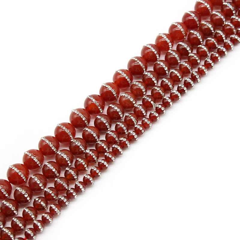 

Factory Price Natural Stone Red Agat Drilled Crystal Ball Round Beads 15" Strand 8MM Pick Size For Jewelry Making Diy Bracelet