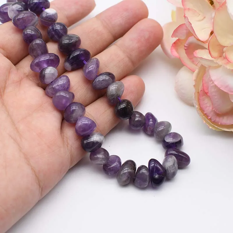 

8-10mm Natural Irregular Amethyst Purple Crystal Stone Beads For Jewelry Making DIY Charm Bracelet Necklace 15