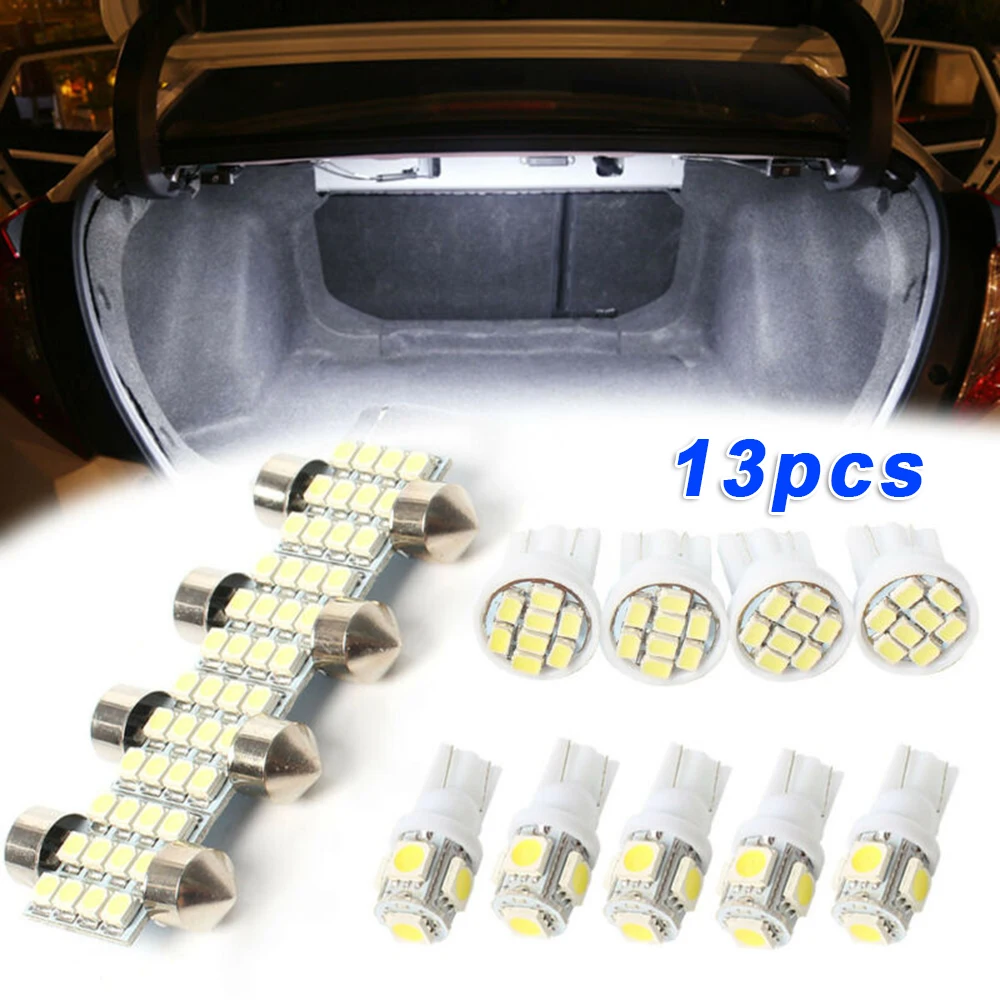

White LED Lights License Plate Bulb Replacement 12SMD LED 5-T10 5SMD LED 13pcs Set