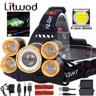 Мощный светодиодный налобный фонарь 2021 XHP199, 18650, 5 светодиодов, перезаряжаемый Головной фонарь с USB, налобный фонарь с зумом T6, налсветильник фонарь, освещение для лагеря