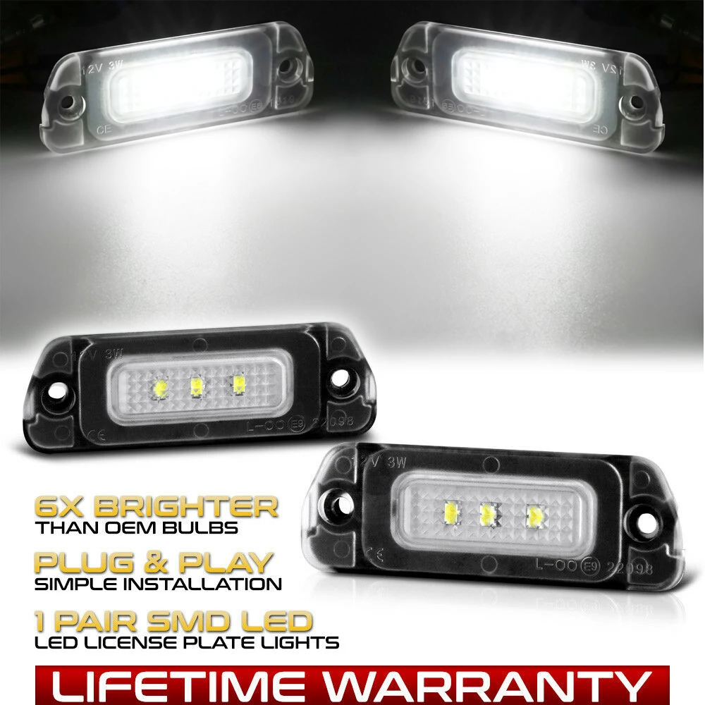

2Pcs Error Free LED License Plate Light Number Lamps For Mercedes Benz W163 W164 X164 W251 V251 12V 6000K Xenon White