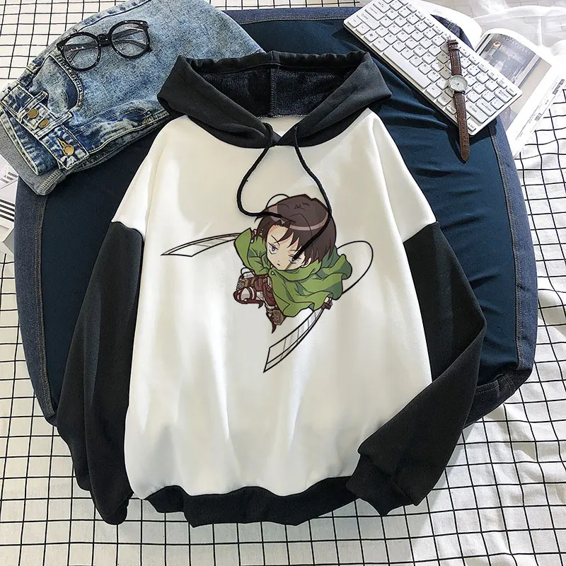 2021 Winter Japanese Anime Attack On Titan Women Hoodies Levi Kawaii Print Hooded Top Titan Attack Shingeki No Kyojin Sweetshirt