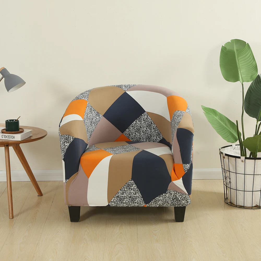 

Elastic Coffee Tub Chair Cover Armchair Sofa Cover Home Polyster Furniture Slipcover Protector Skin-friendly Single Seat Covers