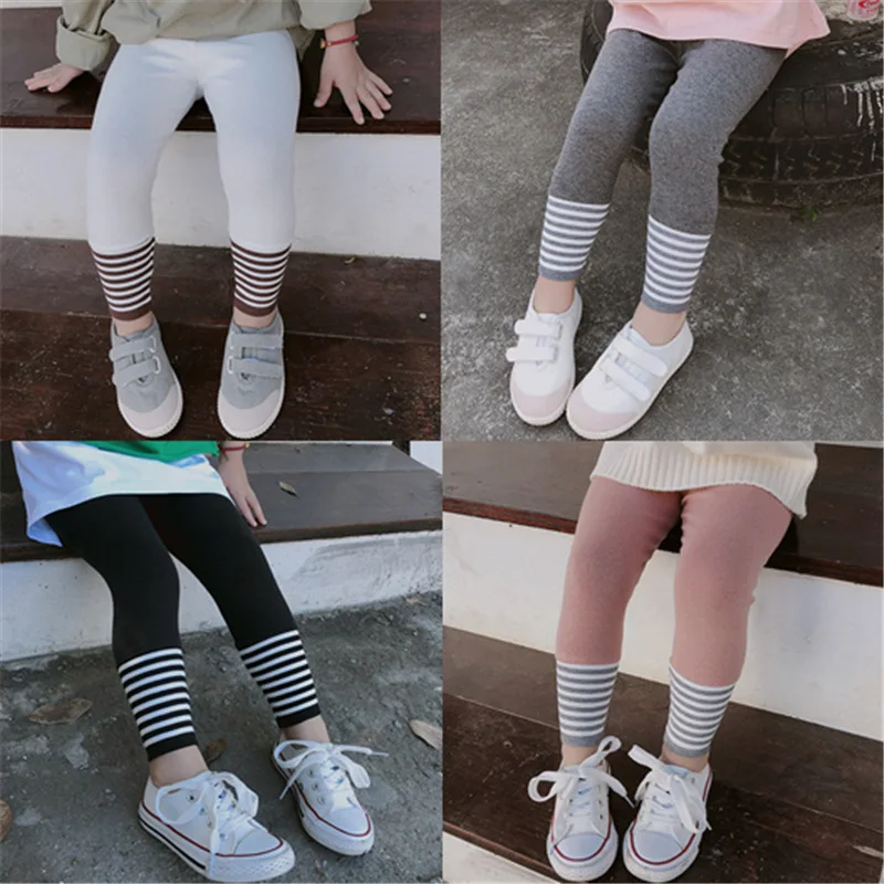 WLG осенние брюки для девочек Полосатые Детские платья детские повседневные