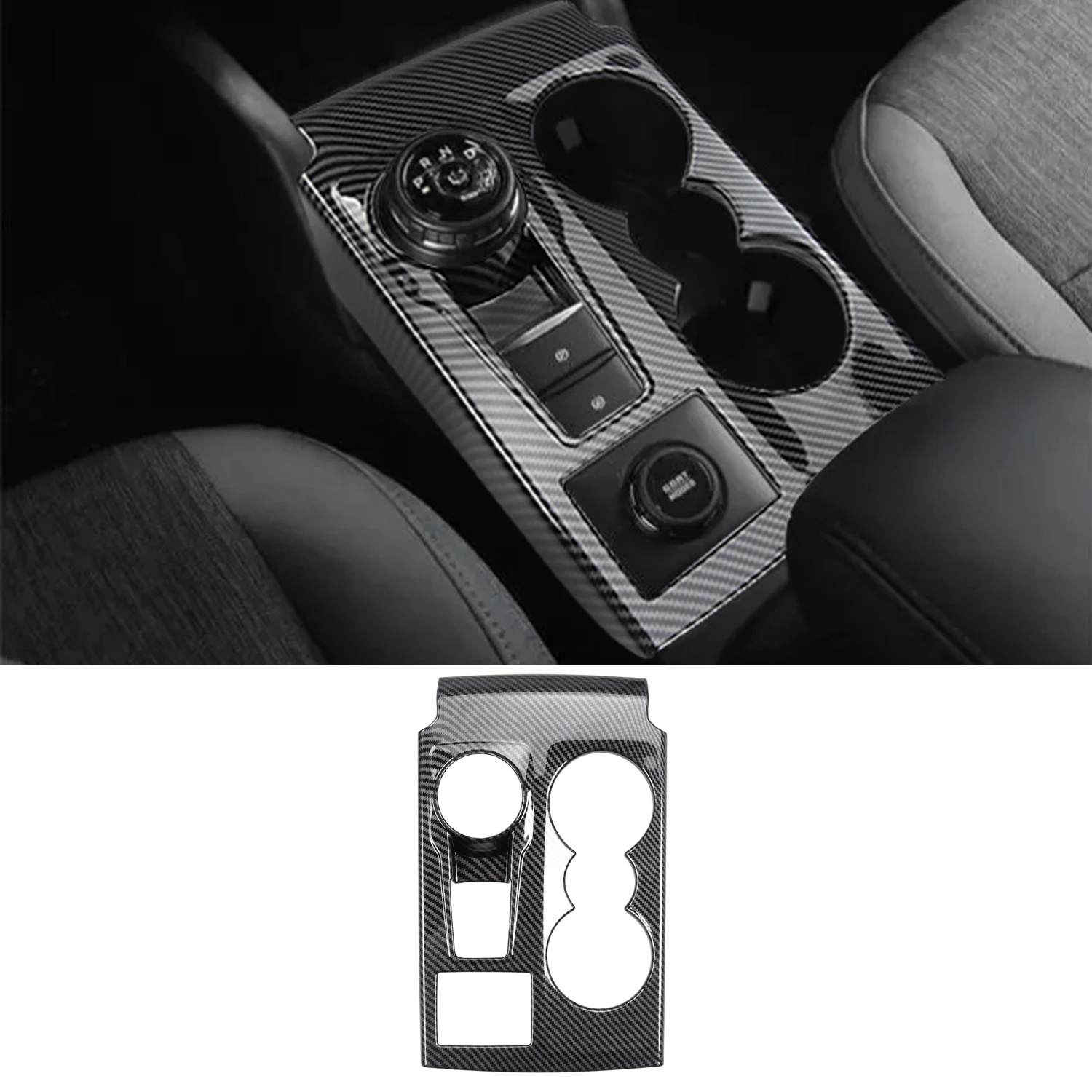 

Gloss ABS Carbon Fiber Look Interior Gear Shift Panel Cover Trim for Ford Bronco Sport (CX430) 2021 2022