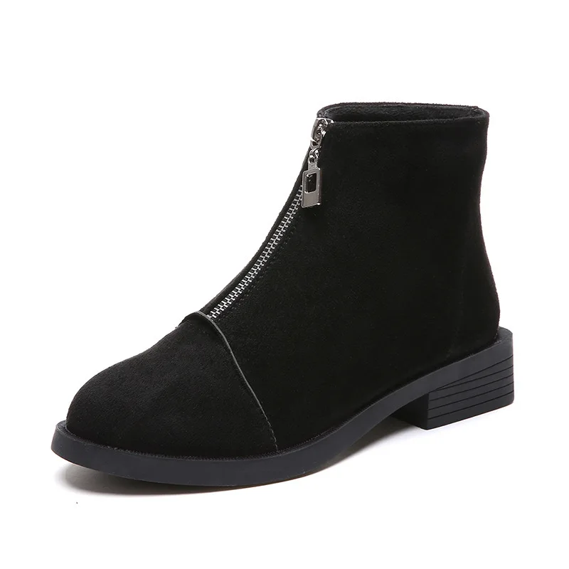 2019 г. Женские ботинки на молнии Челси женские Ботинки Martin ботильоны из флока в