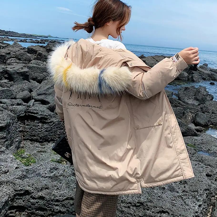 2019 Новая модная зимняя Для женщин искусственный меховой воротник с капюшоном