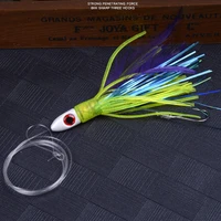 as fishing bait with metal head line squid skirt feather lure tied up saltwater octopus bait trolling skirt fishing accessories