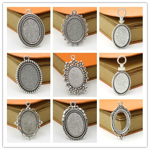 

Oval Pendant Base, Handmade Necklace Sweater Chain Accessories Zinc Alloy Inner Diameter 18x25mm 18*25mm Cabochon Stone Metal