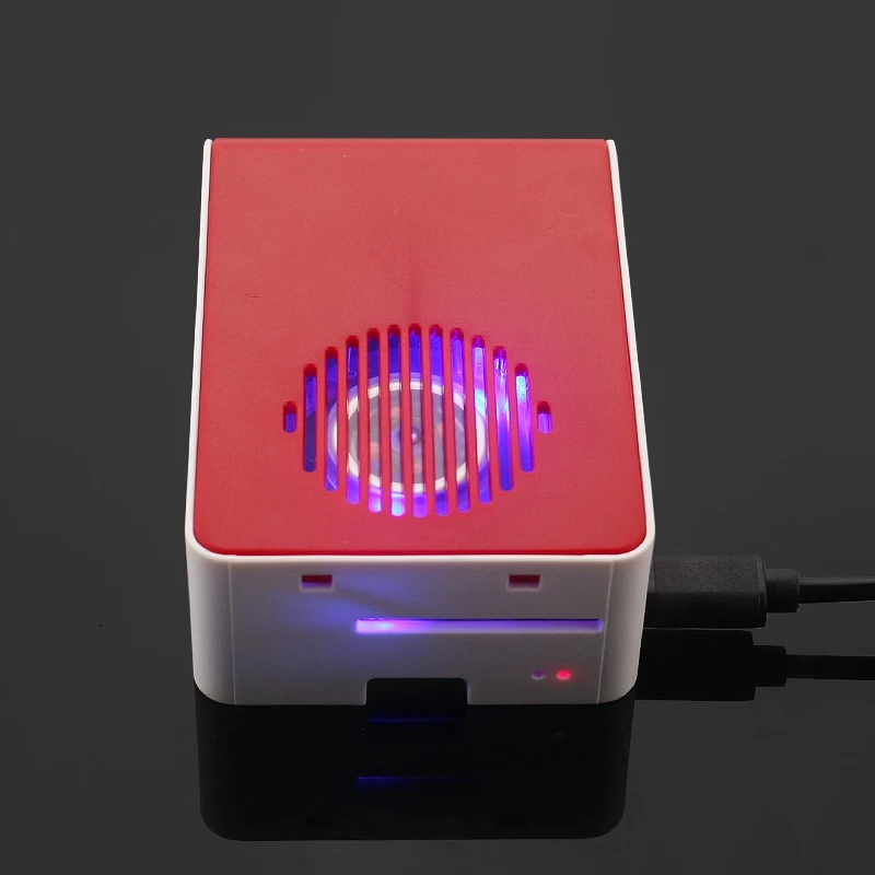 ABS Case with Backlight RGB LED Fan Plastic Red White Shell Housing for Raspberry Pi 4 Model B | Электроника