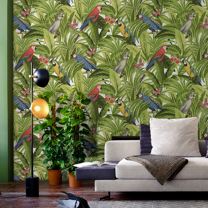 NordicNon-woven Rainforest обои для гостиной столовой фон papel де parede Новые Птицы растения