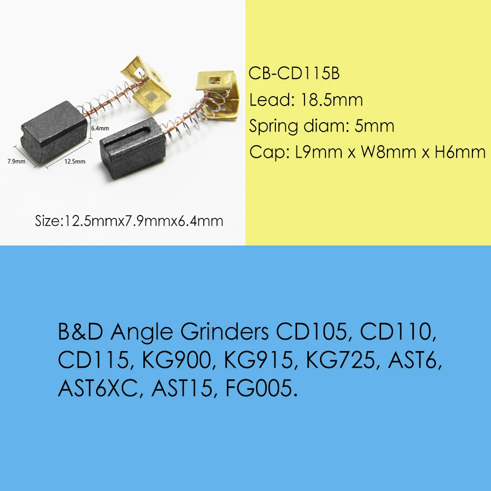 5 пар угольных кистей 6 4x7 9x12 мм 596071 00 для электродвигателей Black Decker CD105 CD110 CD115