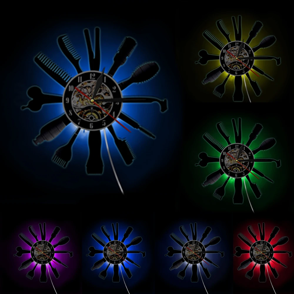 Волосы Красота салон виниловая наклейка на стену часы парикмахерского салона