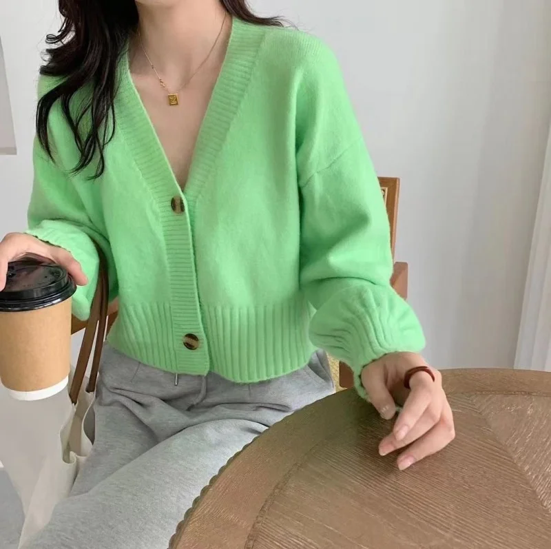 Однобортный Кардиган с воротником в стиле ретро| |