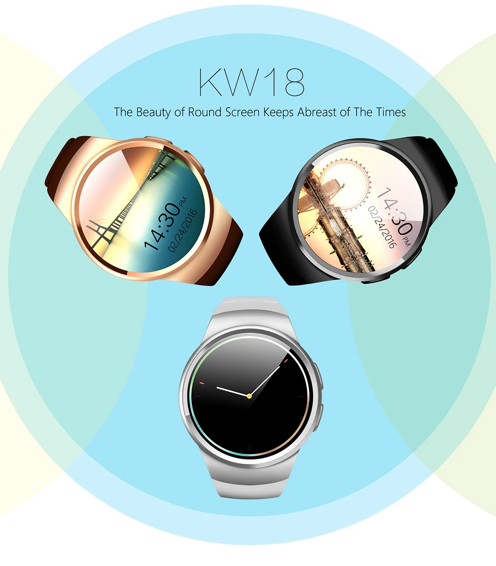 FELYBY KW18 Bluetooth Смарт-часы поддерживает iOS Android sim-карты TF карты Smartwatch