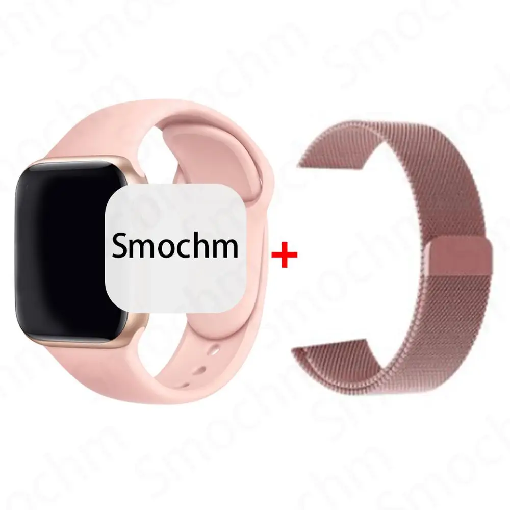 Smochm IWO 8 Plus DIY новые умные часы Bluetooth 1:1 Series 4 Беспроводное зарядное устройство MTK2502 обновлено для Apple Watch iPhone Android - Цвет: RoseG and RoseGMi
