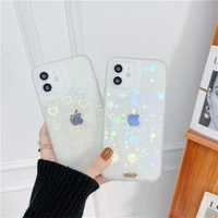 laser love heart wave point case for iphone 13 12 11 pro max clear gradient cover for iphone x xr xs 7 8 plus protective cases