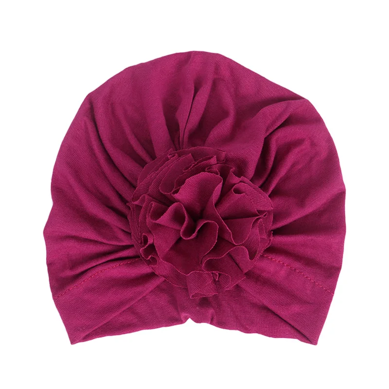 Purple flower 16 цветов, хлопковая детская шапка, шапка-тюрбан с бантом, реквизит для фотосессии, детская шапочка, Аксессуары для младенцев, детская шапка для девочек и мальчиков, детские шапки - Цвет: Purple flower