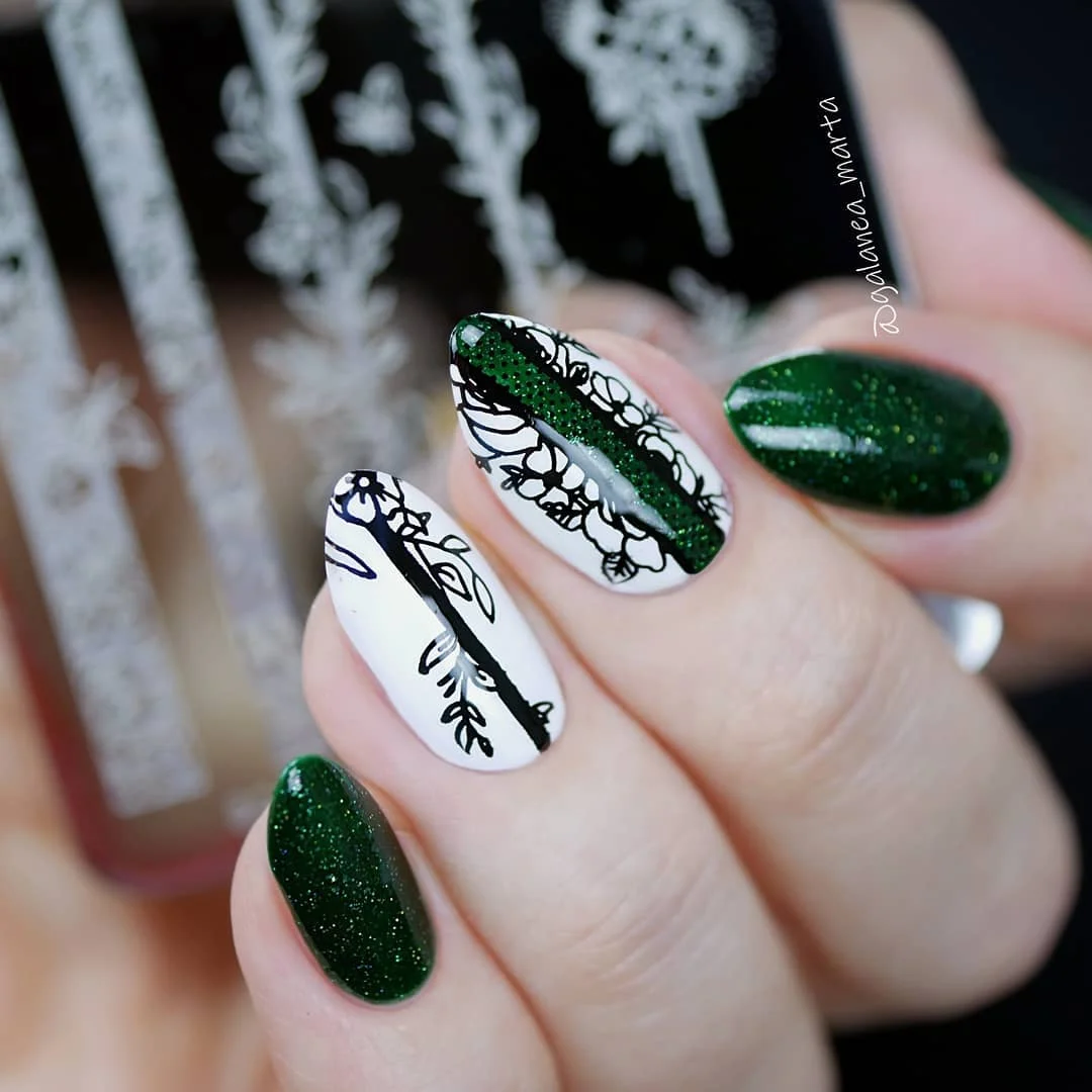 Николь молочный черный белый цвет стемпинг ногтей покрытие Лаки Золотой