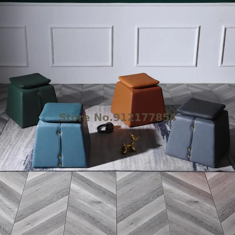 Скандинавский туалетный табурет из кожи одноразовый для смены обуви итальянский