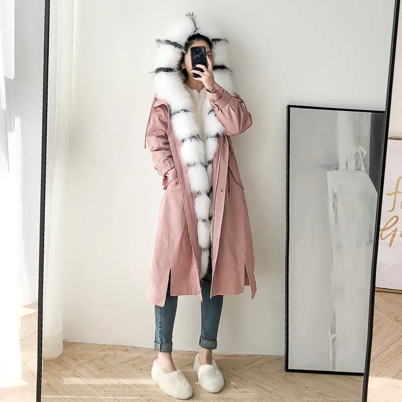 

Rex Rabbit Fox Collar Warm Winter Coat Real Fur Parka Women Clothes 2020 BGS80375 YY1028