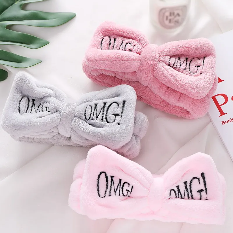 Письмо "OMG" коралловый флис мягкий бант повязки для женщин девочек милый держатель волос повязки для волос аксессуары для волос. w