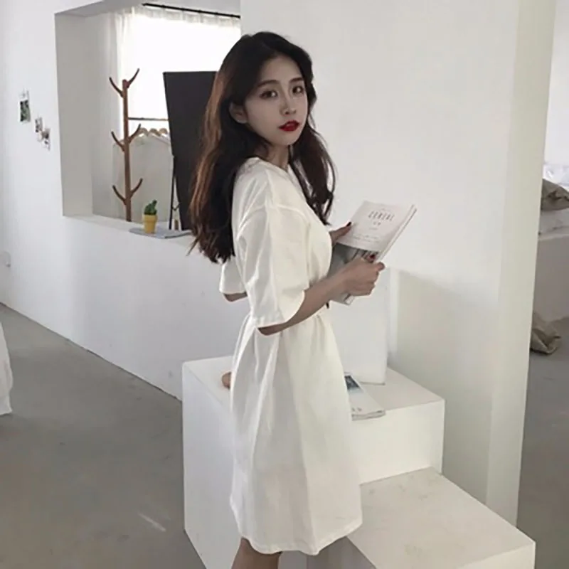

Women's 2021 Spring And Summer New Style Waist Solid Color Slimming Casual Fashion Temperament Dress