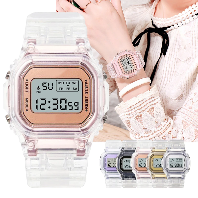 

Fashion Watch Women Men Gold Casual Transparent Digital Sport Watches Lover's Gift Clock Children Wristwatch Female Reloj mujer