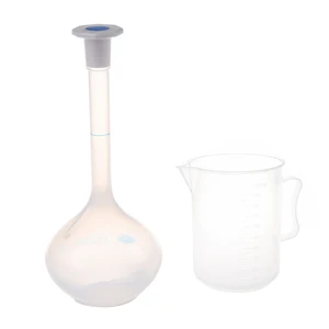 PPYY-500Ml Long Neck Clear White Plastic Volumetric Measuring Flask & 1000ML Clear Plastic Graduated Laboratory Measuring