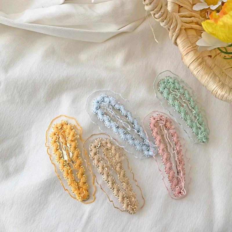 

ipcs Korean Autumn and Winter Simple Small Fresh Snow Yarn Lace BB Clip Fashion Girl Children Hairpins Hair Accessories