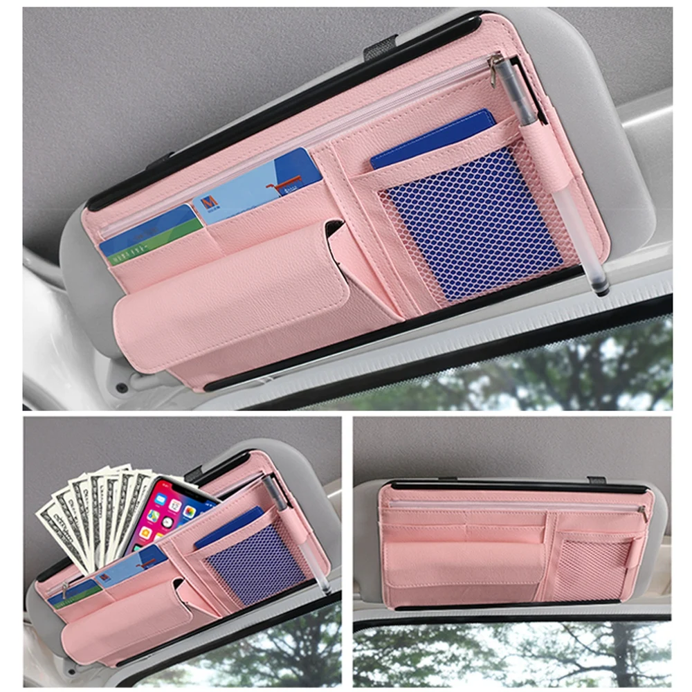 

Car Sun Visor Organizer Storage Bag PU Leather Sunglasses Card Glasses Storage Holder Car-Styling Stowing Tidying Accessories