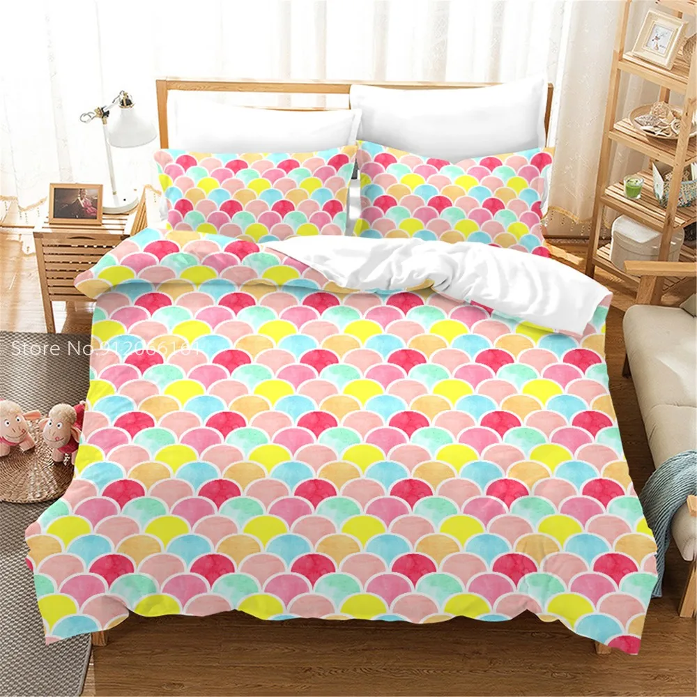 Освежающий летний набор пододеяльников и наволочек с изображением рыбьей чешуи