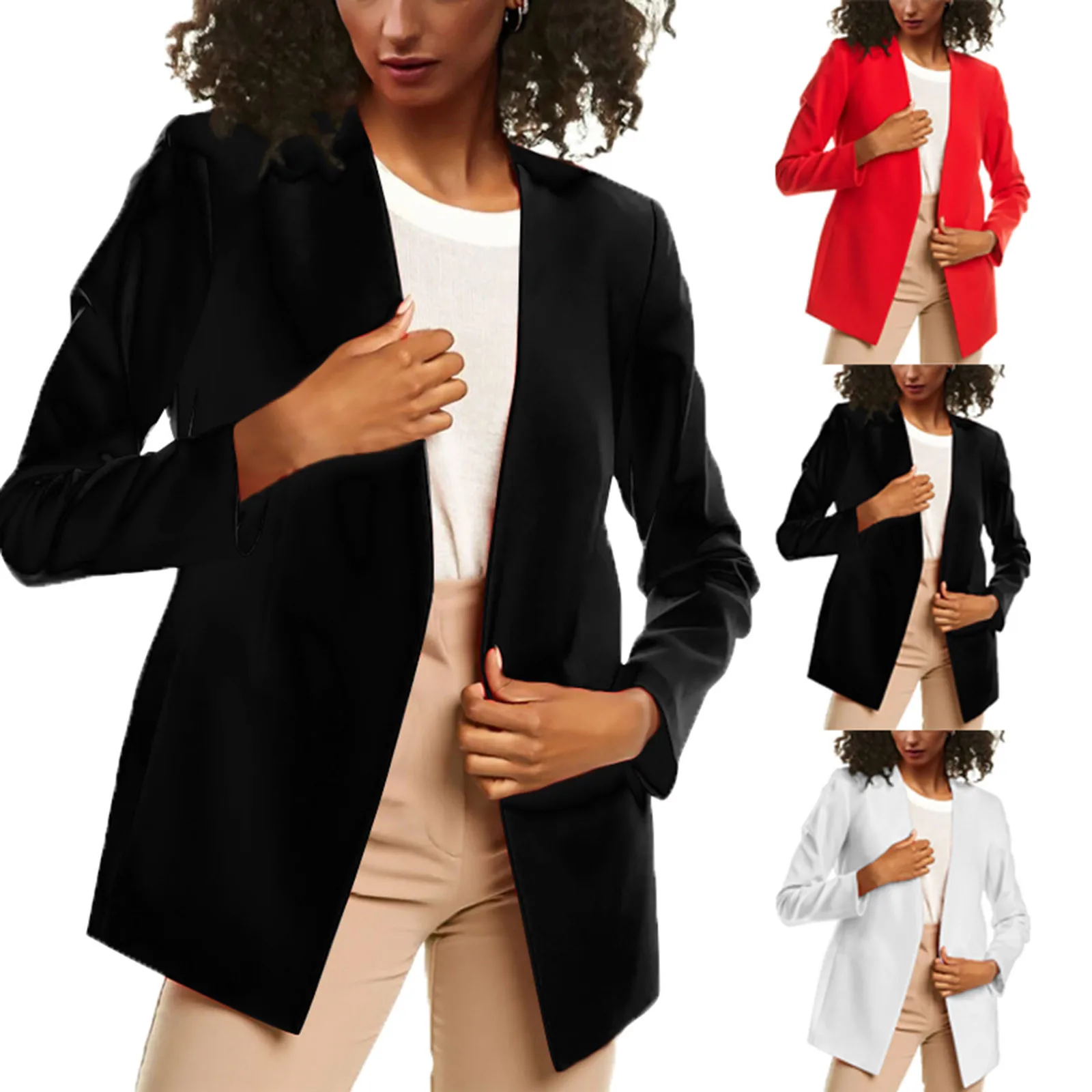 

Fashion Women's Long Sleeve Tops Outwear Cardigan Turn-down Collar Jacket Coat manteau femme blazers coat women 2021