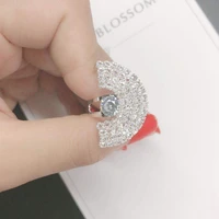 new fashion luxury rhinestone semicircular womens ring fashion adjustable size female ring accessories