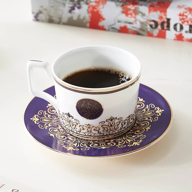 

European Bone China Coffee Cup Set Light and Luxurious Afternoon Tea Tea Set Creative Ceramic Household Red Tea Cup with Spoon