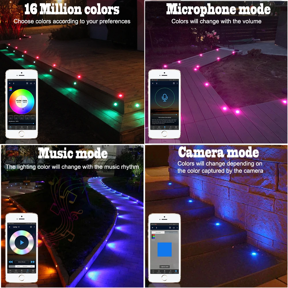 20X61mm 12V RGB RGBW Teresa светодиодный светильник для лестничных колодок с понижающими шаговыми лампами, Водонепроницаемый wifi Bluetooth контроллер с сеткой, таймер, диммер