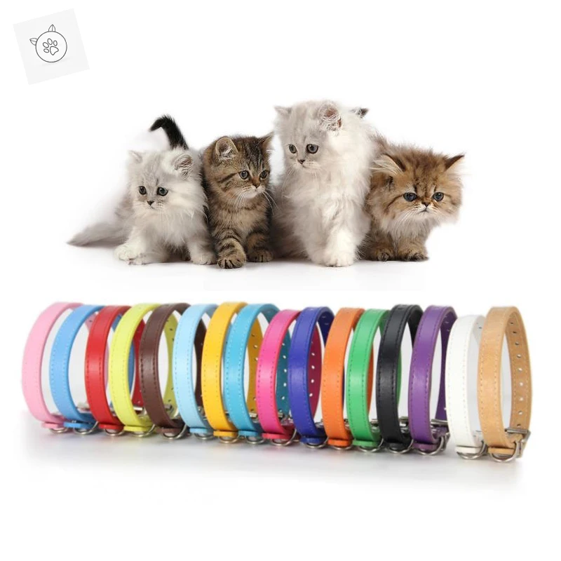 SUPREPET ошейники для кошек из искусственной кожи Красочные Мягкие кошачий собачий ошейник для маленьких кошек средних кошек щенков Регулируемый ошейник кожаный ремешок