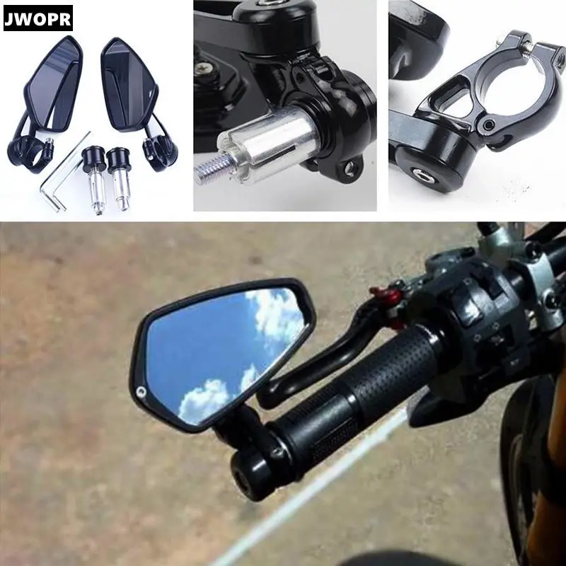 

JWOPR 7/8 Inch 22mm Universal Motorcycle Metal Handle End Side Rearview Mirror CNC Handlebar Side Mirror Motorcycle Accessories