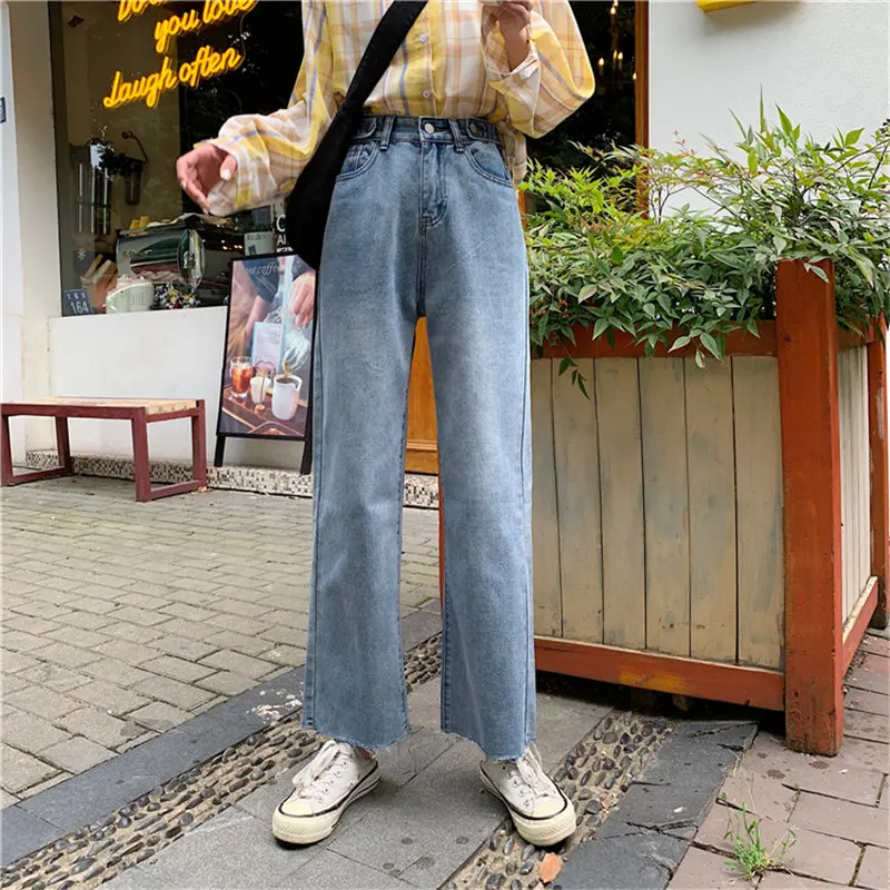 

HziriP Fresh New High All Match Curl Straight 2019 Autumn Women Feminine Casual High Quality Loose Jean Denim Ankle Length Pants