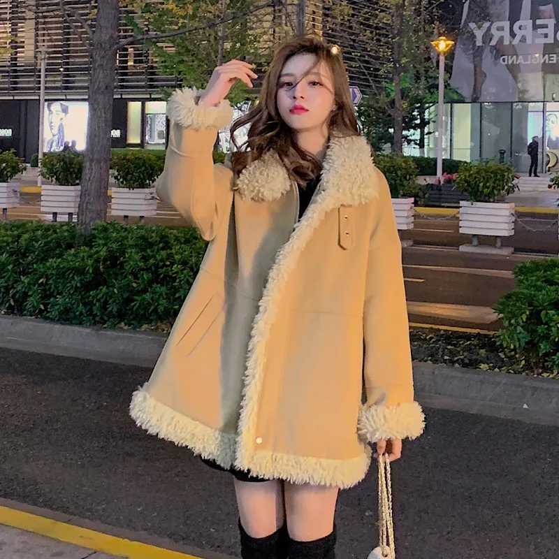 

Jane Deiune 2020 New Autumn Winter Women Casual Padded Coat Mid Long Lamb Wool Jacket Loose Korean Style Fashion Overcoat